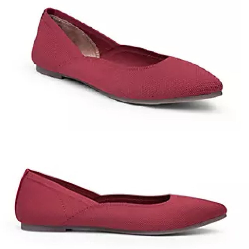 MeToo Red Mesh Slip On Cushion Pointy Flat Shoes Size 8 NWT